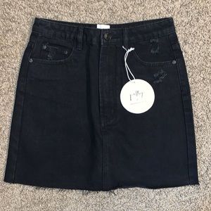 NWT Princess Polly black denim mini skirt